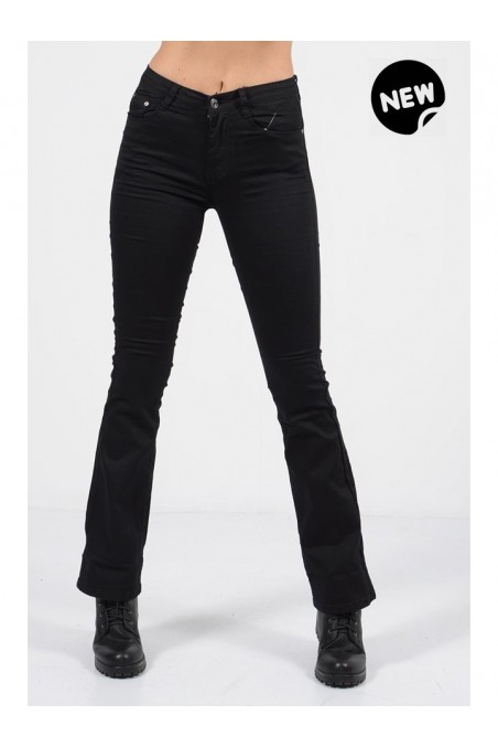 Μεσοκάβαλο τζιν παντελόνι bootcut με τσέπες και φερμουάρ Μαύρο