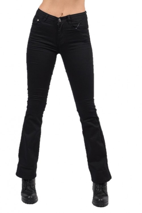 Μεσοκάβαλο τζιν παντελόνι bootcut με τσέπες και φερμουάρ Μαύρο