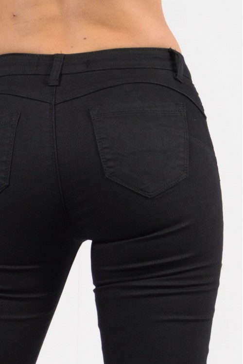 Μεσοκάβαλο τζιν παντελόνι bootcut με τσέπες και φερμουάρ Μαύρο