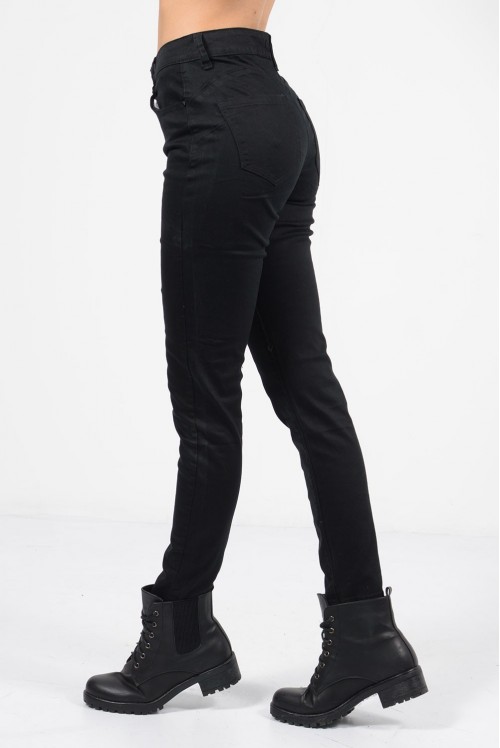 Ψηλόμεσο παντελόνι με ίσια εφαρμογή και τσέπες Μαύρο