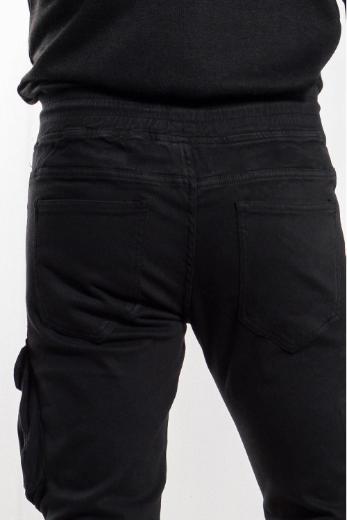 Ανδρικό Παντελόνι Cargo με Λάστιχο Μαύρο