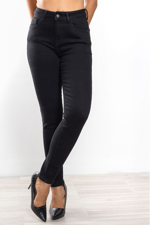 Ψηλόμεσο Skinny Τζιν Παντελόνι Μαύρο