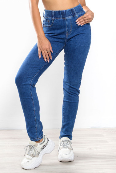 Σκούρο Denim Τζιν με Λάστιχο στη Μέση Μπλε